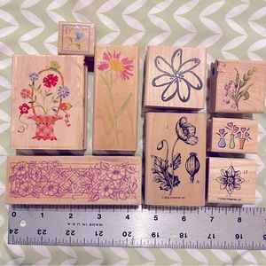 9 Floral Rubber Stamps